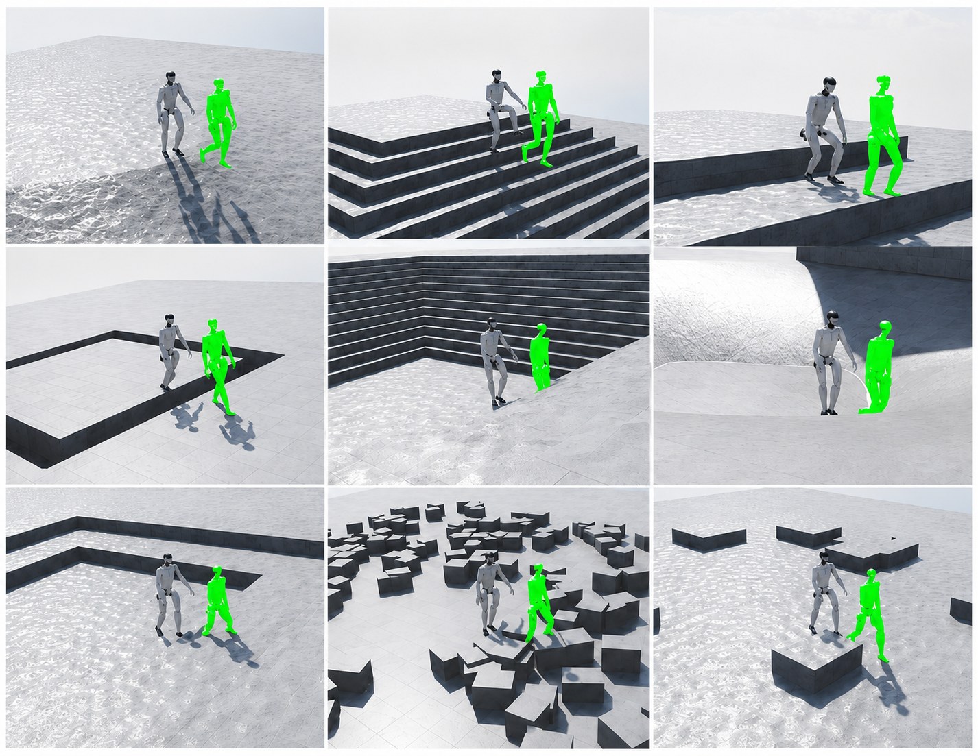 Intent following across terrain with green reference overlays